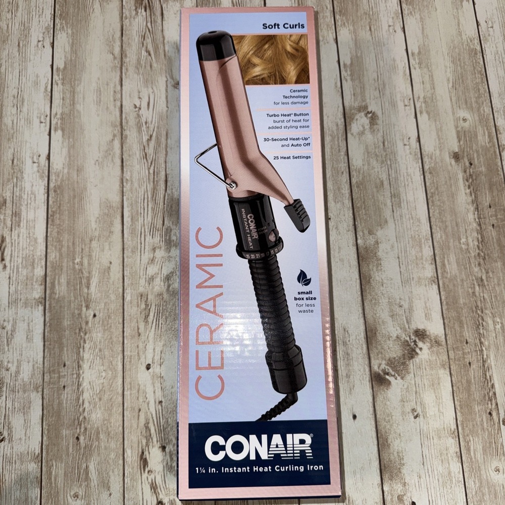 Conair Ceramic 1 1/4" Instant Heat Curing Iron For Soft Curls 25 Heat Settings